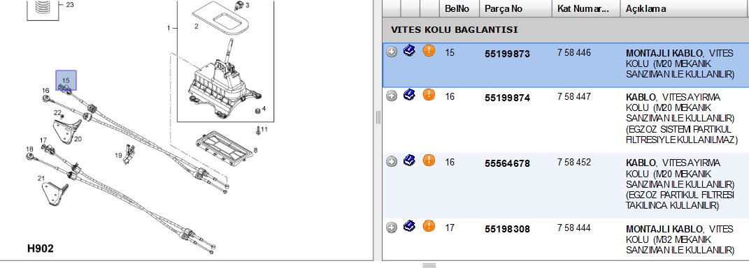 VITES KUMANDA TELI SOL FIAT PUNTO 1,3 MJTD 6VITES 05-