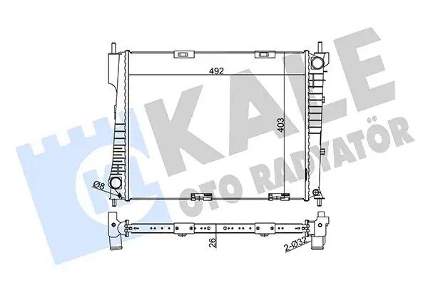 KALE Renault Clio 1.2/1.4/1.6 ve Modus 1.2/1.4/1.6 Su Radyatörü 492×403×26 mm