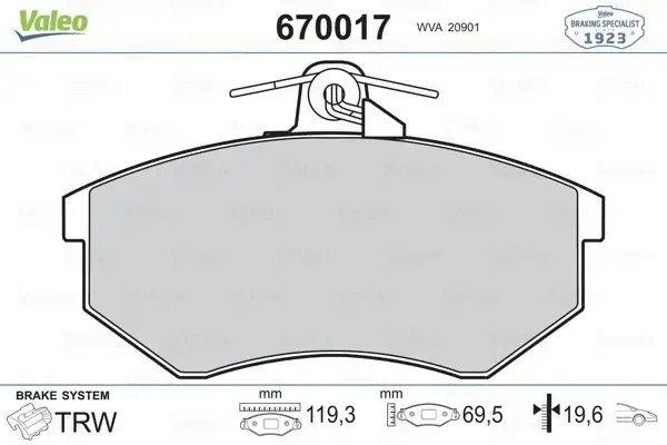 VALEO Volkswagen Passat ve Seat Cordoba 1.6 Ön Fren Balatası 119 mm