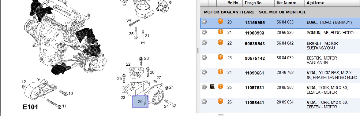 YTT Opel Astra H 1.3 Cdti ve 1.6 Motor Takozu Sol
