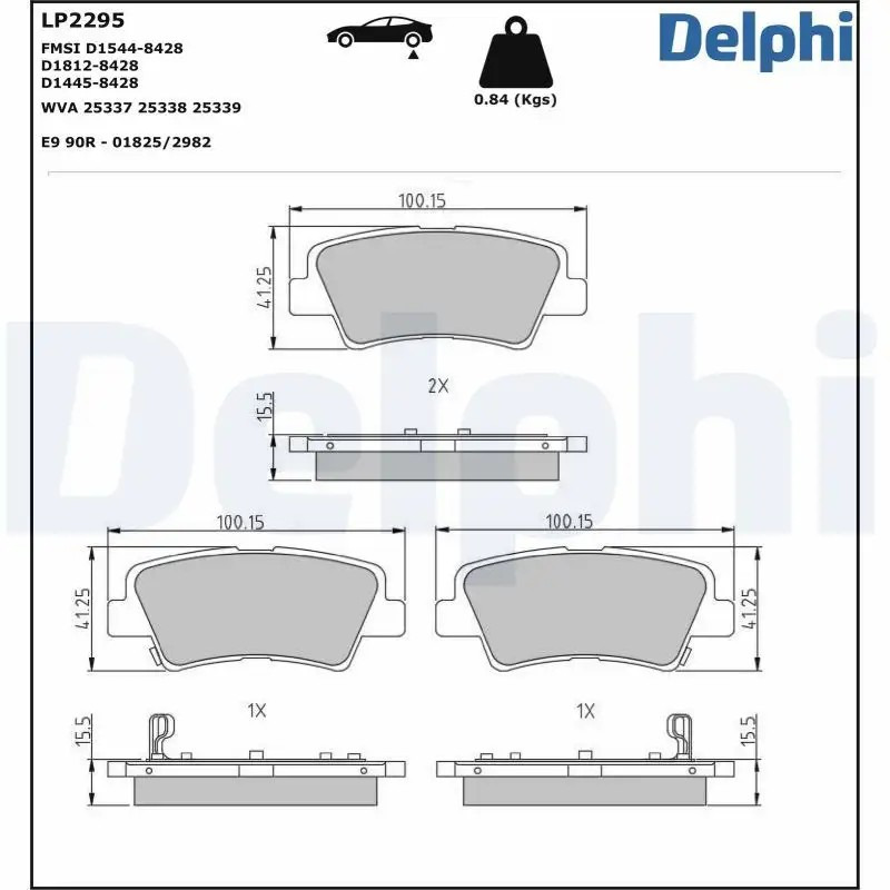 DELPHI Hyundai Elantra 1.6 ve Kia Sportage 1.6 Arka Fren Balatası 99 mm