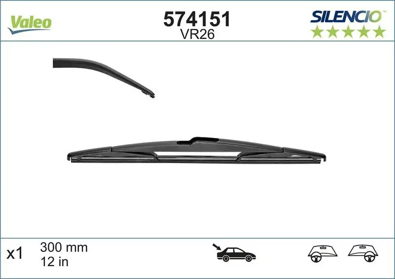 VALEO Honda Civic 1.6 ve Citroen C3 1.6 Arka Silecek Süpürgesi 300 mm