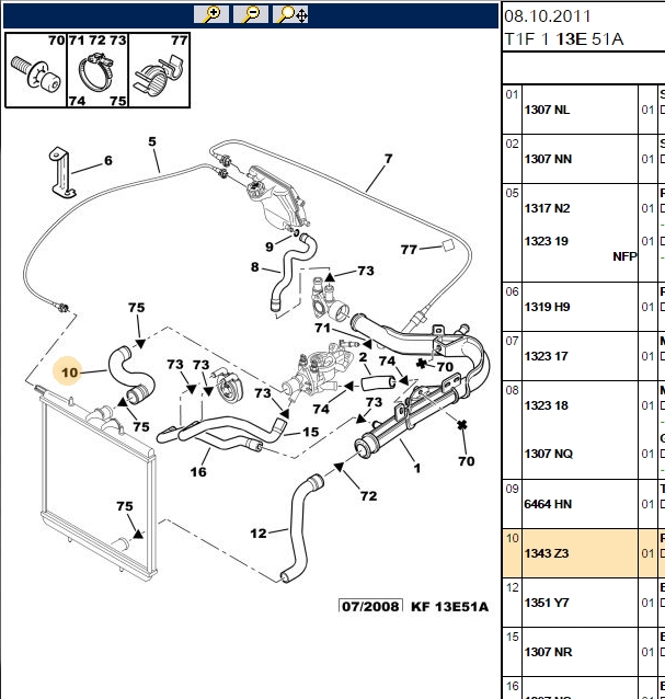 RADYATÖR UST HORTUMU DW8B (1.9D)  PARTNER M59 BERLINGO M59
