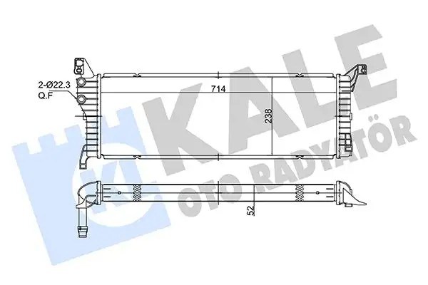 KALE Volkswagen Transporter T6 2.0 Tdi Su Radyatörü 714×238×52 mm Lehimli