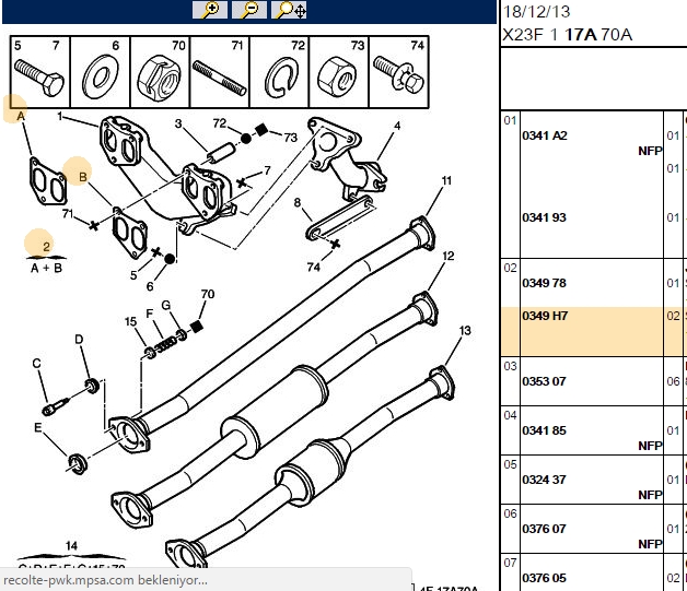 EGSOZ MANIFOLD CONTA PEUGEOT PARTNER BERLINGO XSARA 19 D DW8