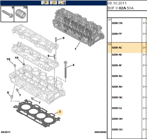 SILINDIR KAPAK CONTA (2D 1.25 MM) FORD FIESTA FUSION 1.4 TDCI PEUGEOT P206 P207 P307 BIPPER CITROEN C2 C3 NEMO  1.4 HDI DV4 DV4C DV4TD 8HX 8HZ F6JA F6JB (MLS)