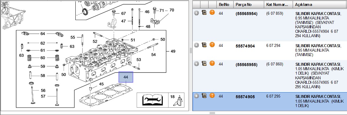 SILINDIR KAPAK CONTA (1D 1.05 mm) ASTRA J INSIGNIA A 2.0 CDTI 09- A20DTH A20DTJ A20DTE A20DTR