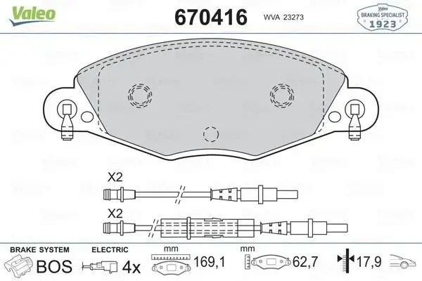 VALEO Citroen C5 2.0 Hdi Ön Fren Balatası Kablo Lu