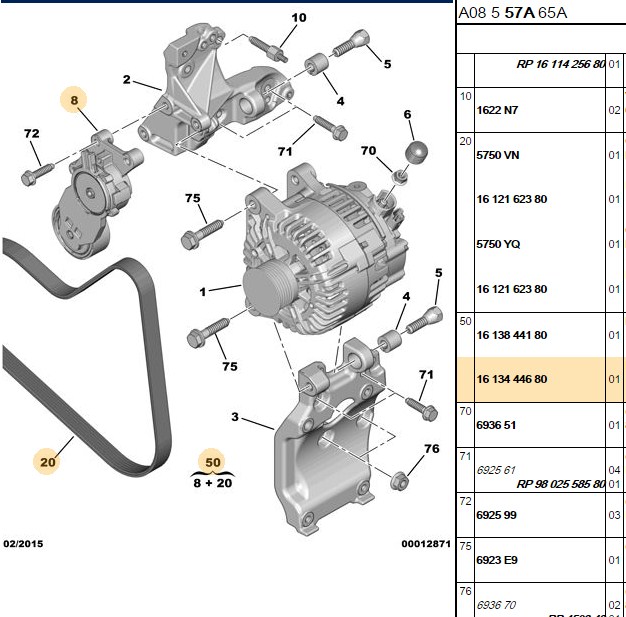 PSA Alternatör Kayış Kit (DW10TD 2.0 HDI) Partner M59, 406, Berlingo M59