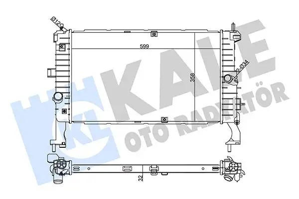 KALE Opel Meriva A 1.3 Cdti Su Radyatörü 599x358x32 mm