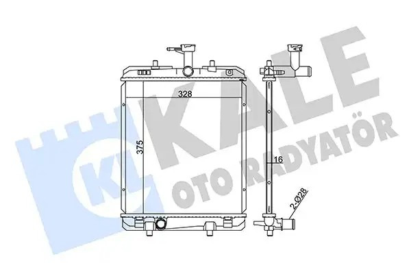 KALE Peugeot 107 1.0 Su Radyatörü 375×328×16 mm Lehimli