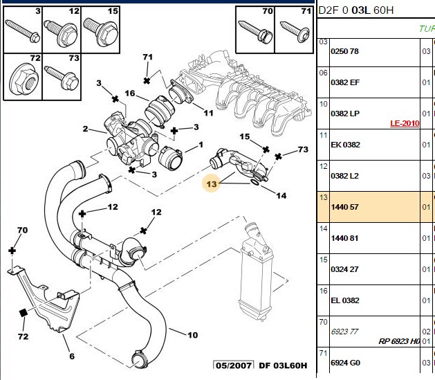 Plastik Turbo Borusu (Peugeot 407 C5 C30 V50 Focus C-Max 1.6 TDCi)