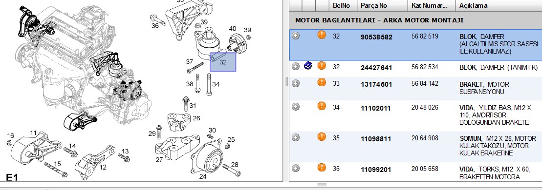 Motor Takozu Arka (Opel Astra G, Astra H)