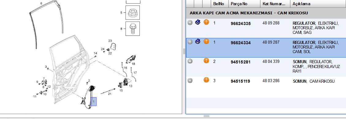 VALEO Cam Mekanizması (Arka) (Sol) Chevrolet Captiva ( )
