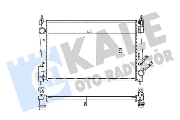 KALE Fiat Punto ve Grande Punto 1.3 MultiJet Su Radyatörü 620×398×26 mm Lehimli Kanatçık
