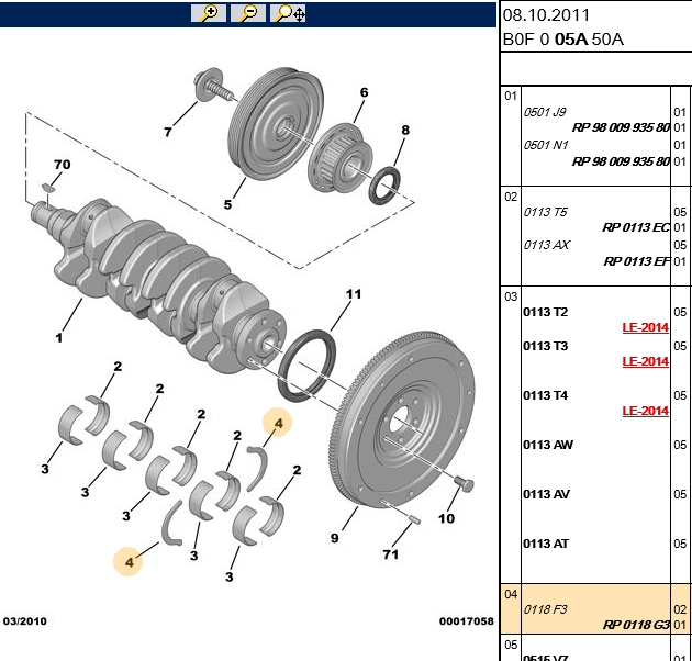 Ay (Kenar) Yatağı (Std) (PEUGEOT 206 207 CITROEN C3 C4 FORD FIESTA 1.4 1.6 HDI DW4 DW6 (EURO 3-4-5-6))