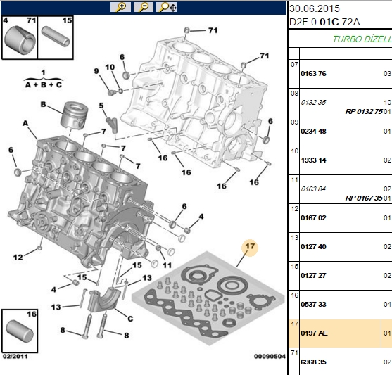 MOTOR ALT TAKIM CONTA DW10BTED4  (2.0 HDİ) 307 308 407 508 607 807 EXPERT III C4 C5 X7 C8 JUMPY III SCUDO III