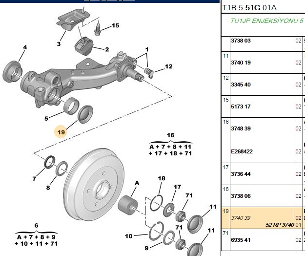 Arka Dingil Burcu Rulman (Peugeot P206)