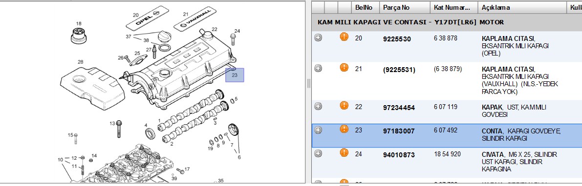Supap Kapağı Contası (OPEL Astra G, Astra H, Corsa C 1.7 DTI 1.6V)