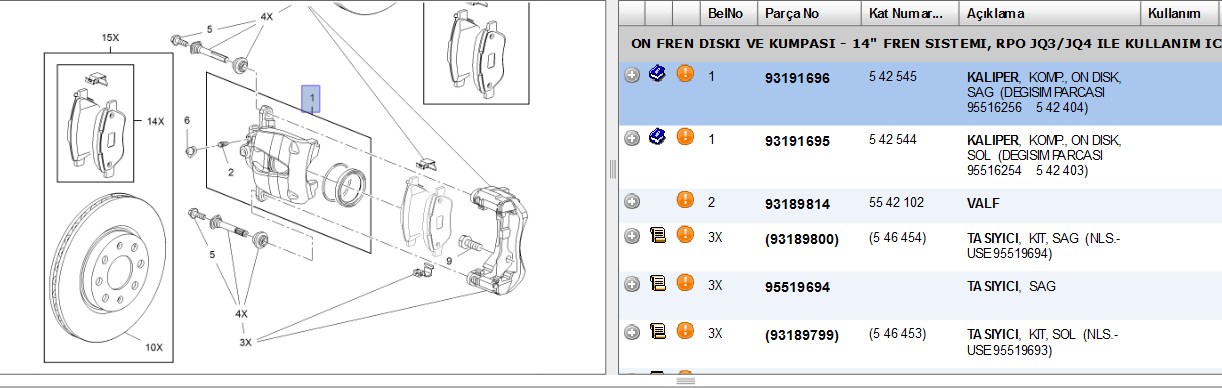 ON FREN KALIPERI SAG OPEL CORSA D ADAM (542545)