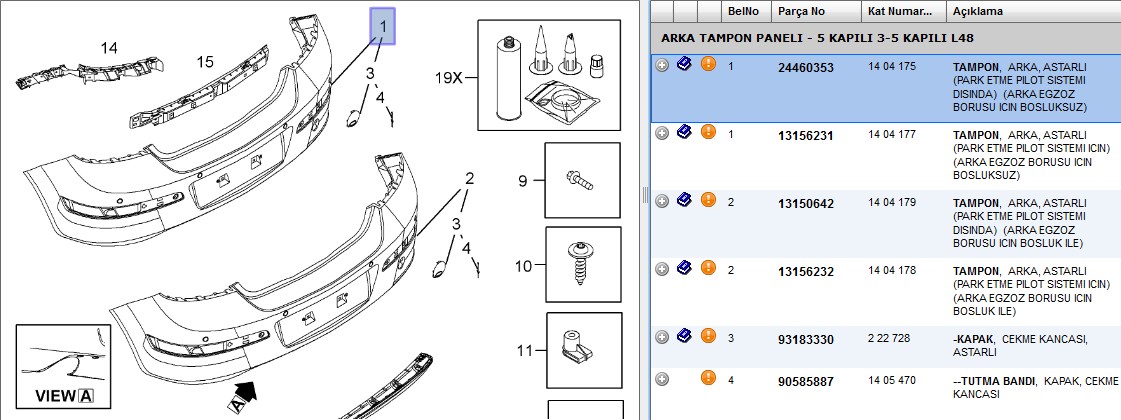 Arka Tampon (Astarlı, 5 Kapı) (Opel Astra H 2004/2007)