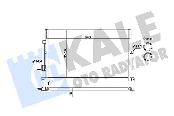KALE Ford Mondeo 2.0, 2.0 Tdci Klima Radyatörü 648x358x16 mm