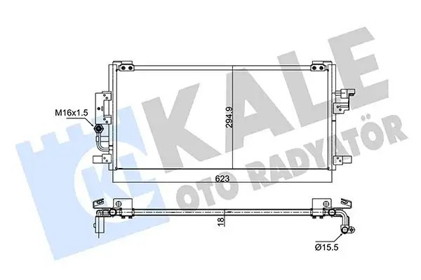 KALE Toyota Corolla 1.6 ve 1.4 Klima Radyatörü 601×623×18 mm Kurutucusuz Alüminyum