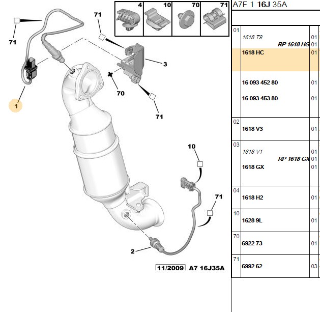 LAMBDA SENSORU (565MM) 207 208 308 508 RCZ EP6DT
