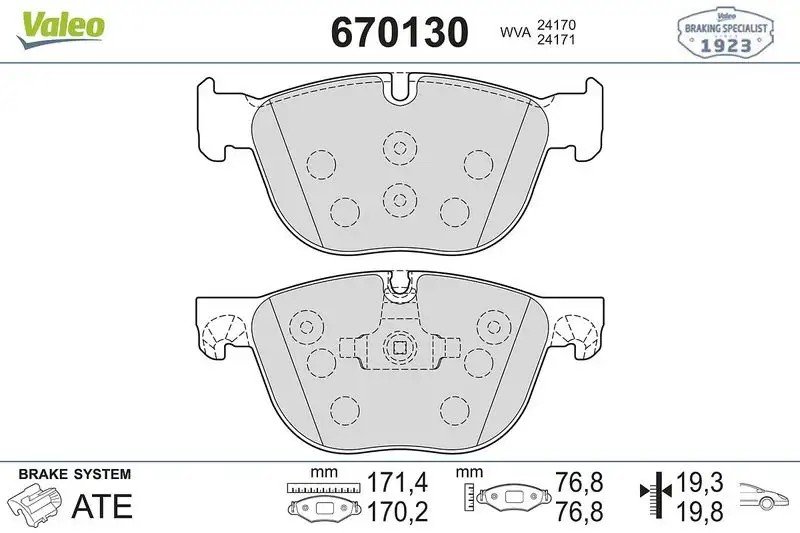 VALEO BMW X5 3.0d X6 40d X5 25d X6 35d Ön Fren Balatası 19,3 mm