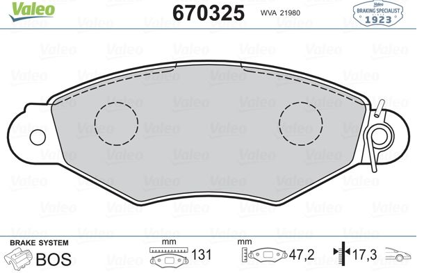 VALEO Ön Fren Balatası 131 mm Yaylı (Peugeot 206, Renault Kangoo, Citroen Xara)