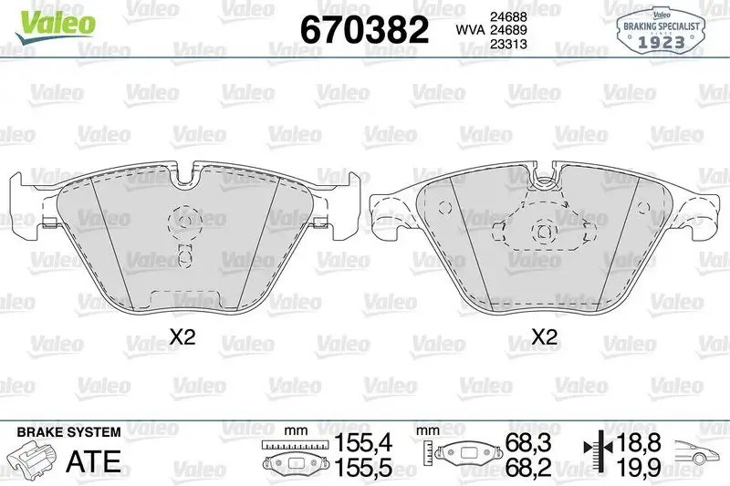 VALEO BMW 530i E60, 520d F10 Ön Fren Balatası 156 mm