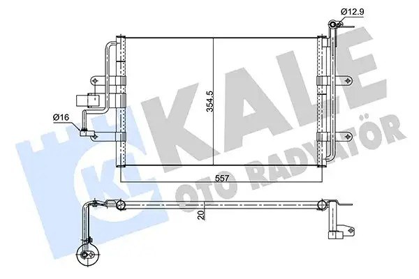 KALE 557x355x20 mm Kuru Klima Radyatörü 352630