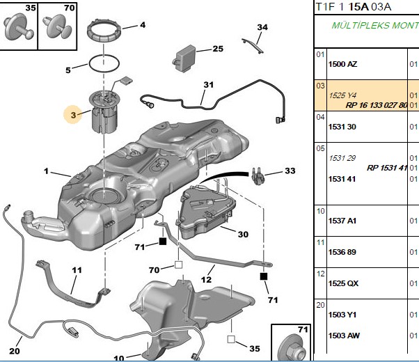 Bosch Yakıt Depo Samandırası P206 16 HDI P406 20 HDI T3E