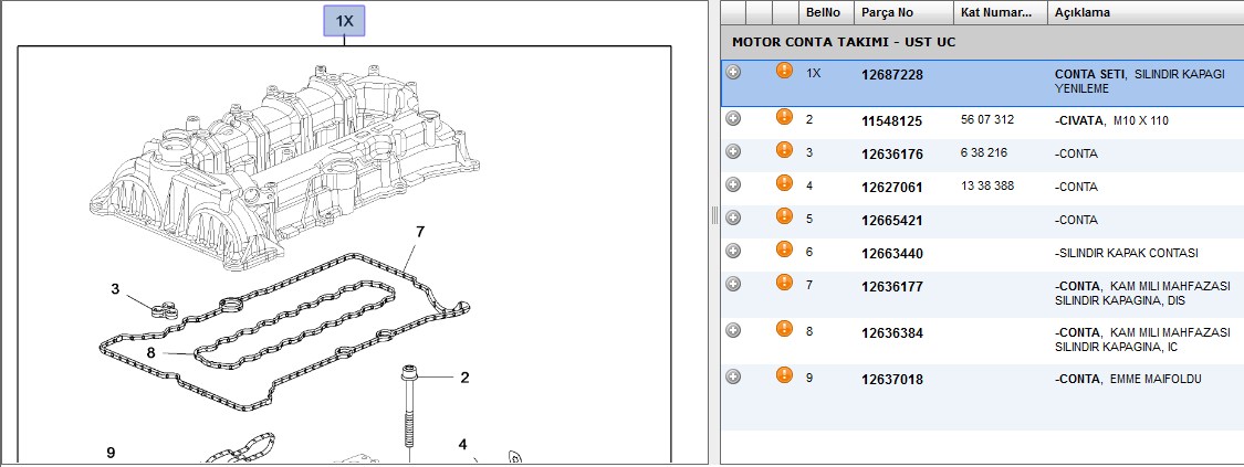 AKD Üst Takım Conta OPEL Astra K Mokka Insignia B B15SFL D15SFL B14XFL D14XFL D14XFT