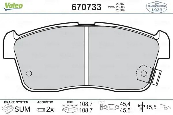 VALEO Ford Focus 1.6 ve Suzuki Swift 1.2 Hybrid Ön Fren Balatası 109 mm