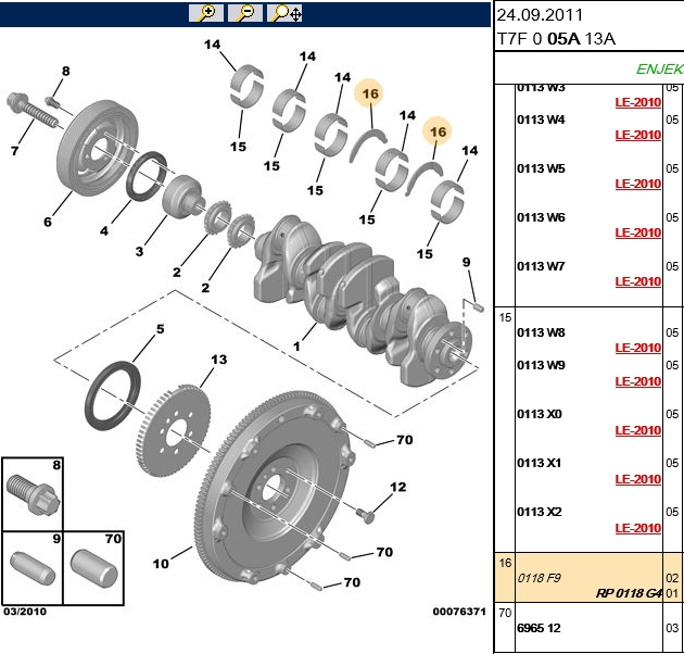 PSA Ay Yatağı (Peugeot P207, P208, P308, P3008, P508, P5008, Partner, Tepee, RCZ, Citroën C3, C4, C5, X7, DS3, DS4, DS5, Berlingo B9)