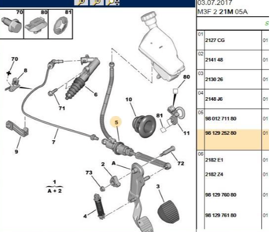 PSA Debriyaj Pedal Üst Pompa