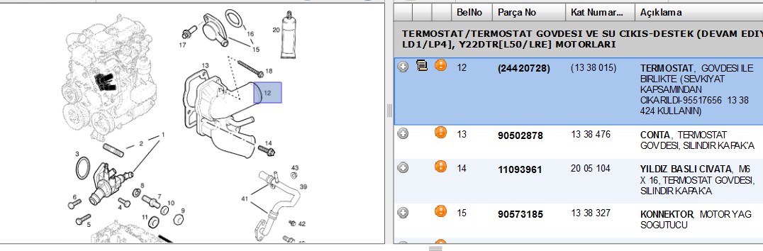 VALEO Opel Vectra C 2.0 Dti Y20DTH Termostat 92 °C Alüminyum