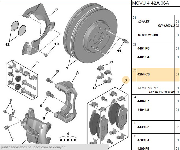 Fren Balatası Ön (123 mm) (Peugeot Bipper, Citroen Nemo, Fiat 500, Bravo II, Grande Punto, Linea, Panda 06-, Sienna 00-, Stilo 01-, Opel Corsa D 08-, Kablolu)