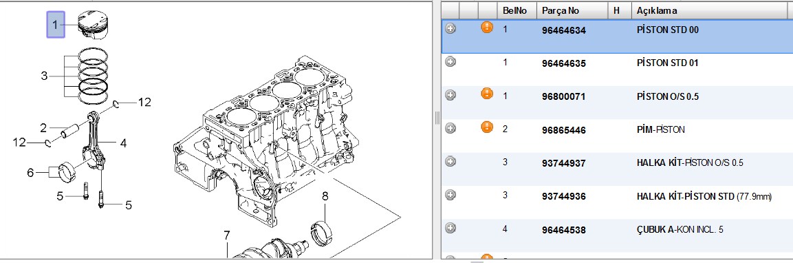 PISTON AVEO STD (77 90 MM) AVEO 1 4 16V