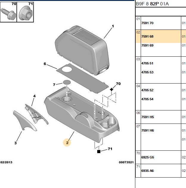 PSA Orta Konsol 1007 2008 206 208 3008 301 308 5008