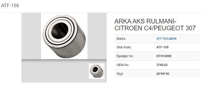 Arka Teker Rulmanı (25x60x45) (Citroën C4, Peugeot 307, 14, 16, 20, 01-06)