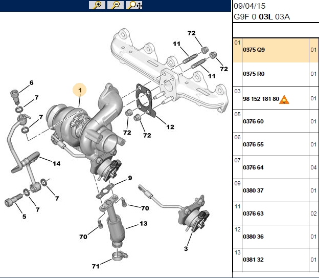 TURBO PEUGEOT P207 P208 P2008 P301 P308 P508 P5008 PARTNER TEPE CITROEN C3 II C4 C5 C-ELYSEE DS3 DS4 DS5 1.4 HDI 1.6 HDI FORD B-MAX 1.5 TDCI (92 PS) (EURO 5) DV6DTED DV4C UGJ TZJ