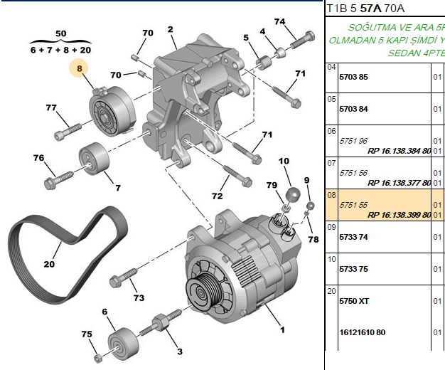 Alternatör Kayış Gergisi (P306, P406, Xsara, Jumper, Boxer)