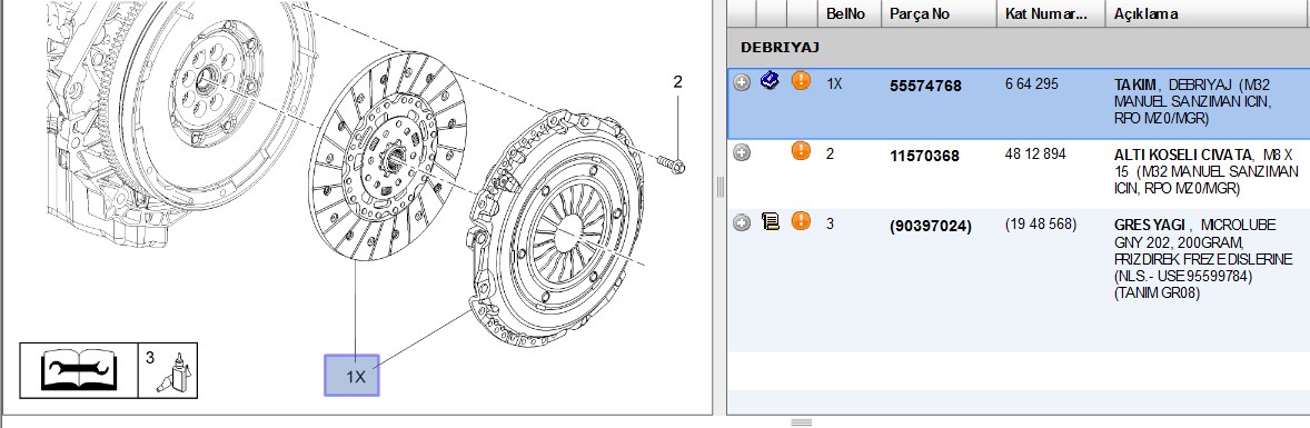 DEBRIYAJ SETI ASTRA K B14XFT B14XFL (664295)