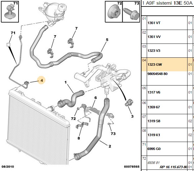 Yedek Su Depo Borusu (Peugeot 207, 208, 1007, Citroën C2, C3, DS 3)