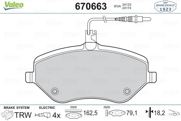 Valeo Ön Fren Balatası 162 mm (Peugeot 407)