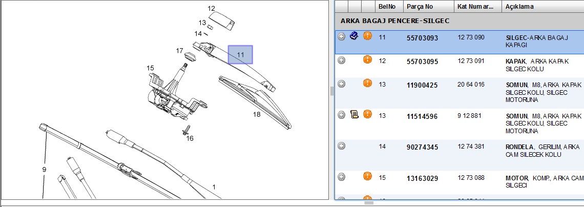 Arka Silecek Kolu (Opel Corsa D)