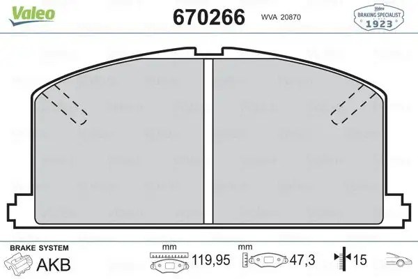 Valeo Toyota Corolla 1.4, 1.3, 1.6, Avensis 2.0 Ön Fren Balatası 120 mm
