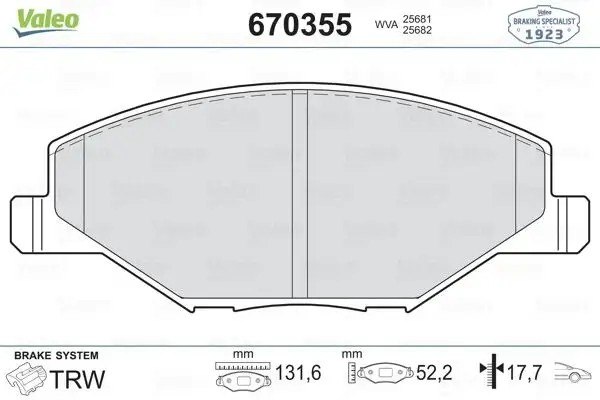 VALEO Skoda Fabia ve Volkswagen Polo 5 1.0/1.4 Ön Fren Balatası 132 mm